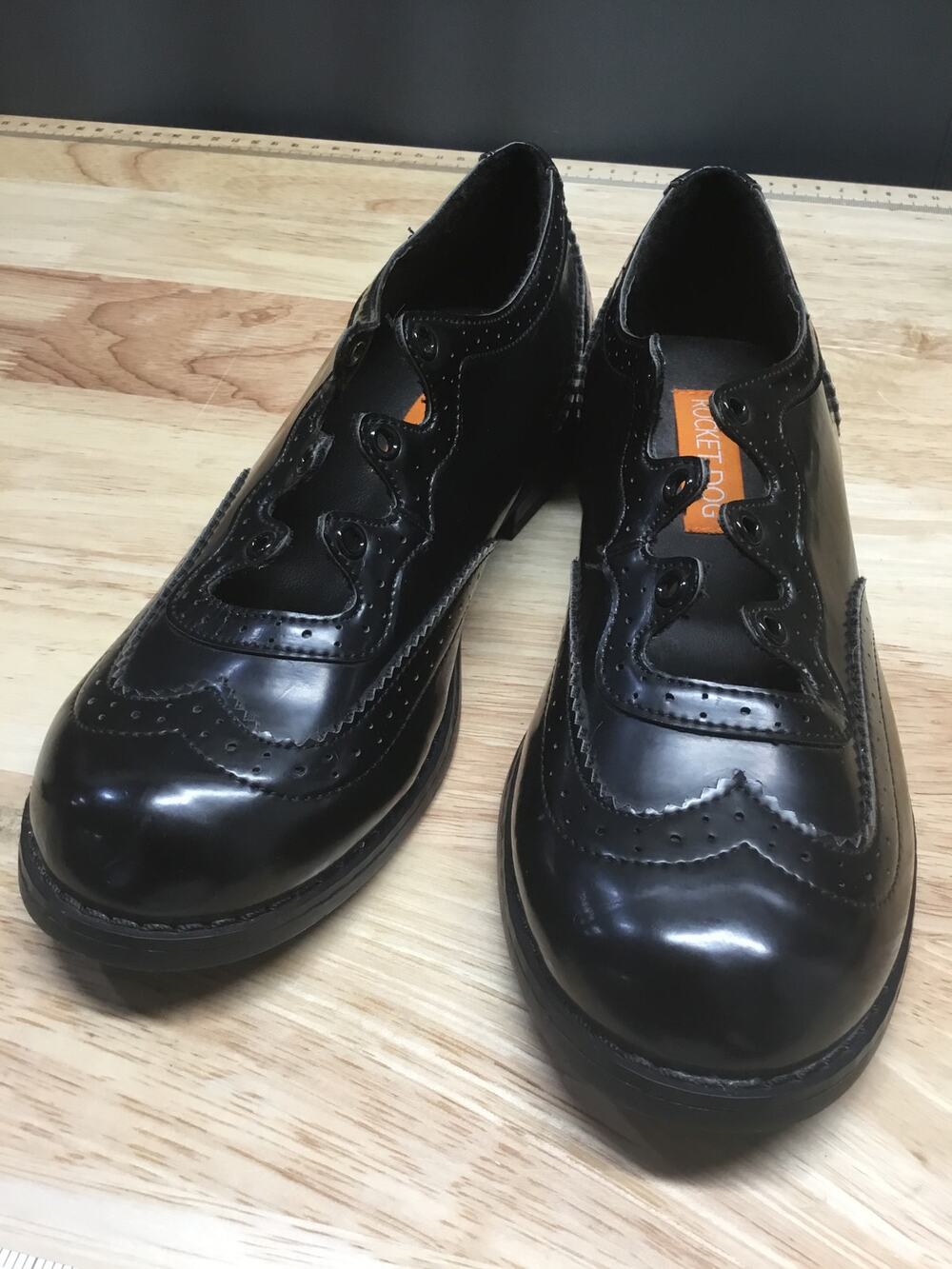 Rocket Dog Oxford Shoes Women's 6 Black Patent Leather Wingtip Brogue Low Top
